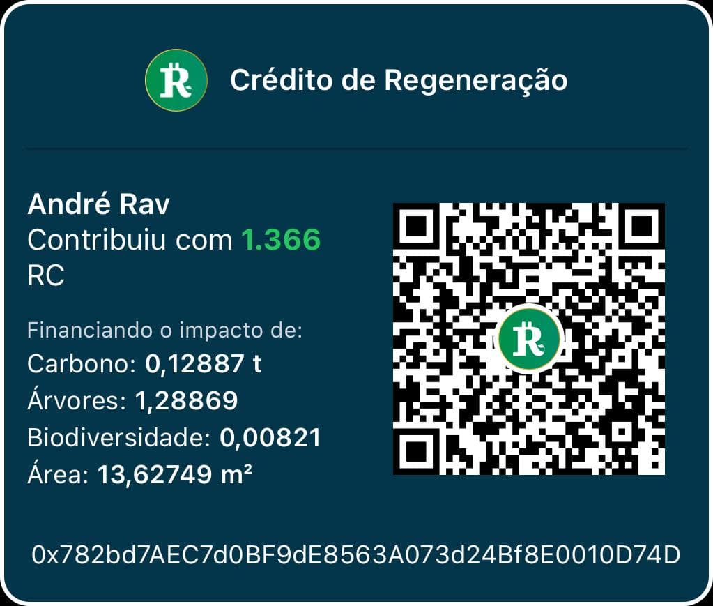 Certificado de André Ravagnani como apoiador do Crédito de Regeneração